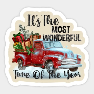 It’s the most wonderful time of the year , rustic old truck, truck Christmas presents Sticker